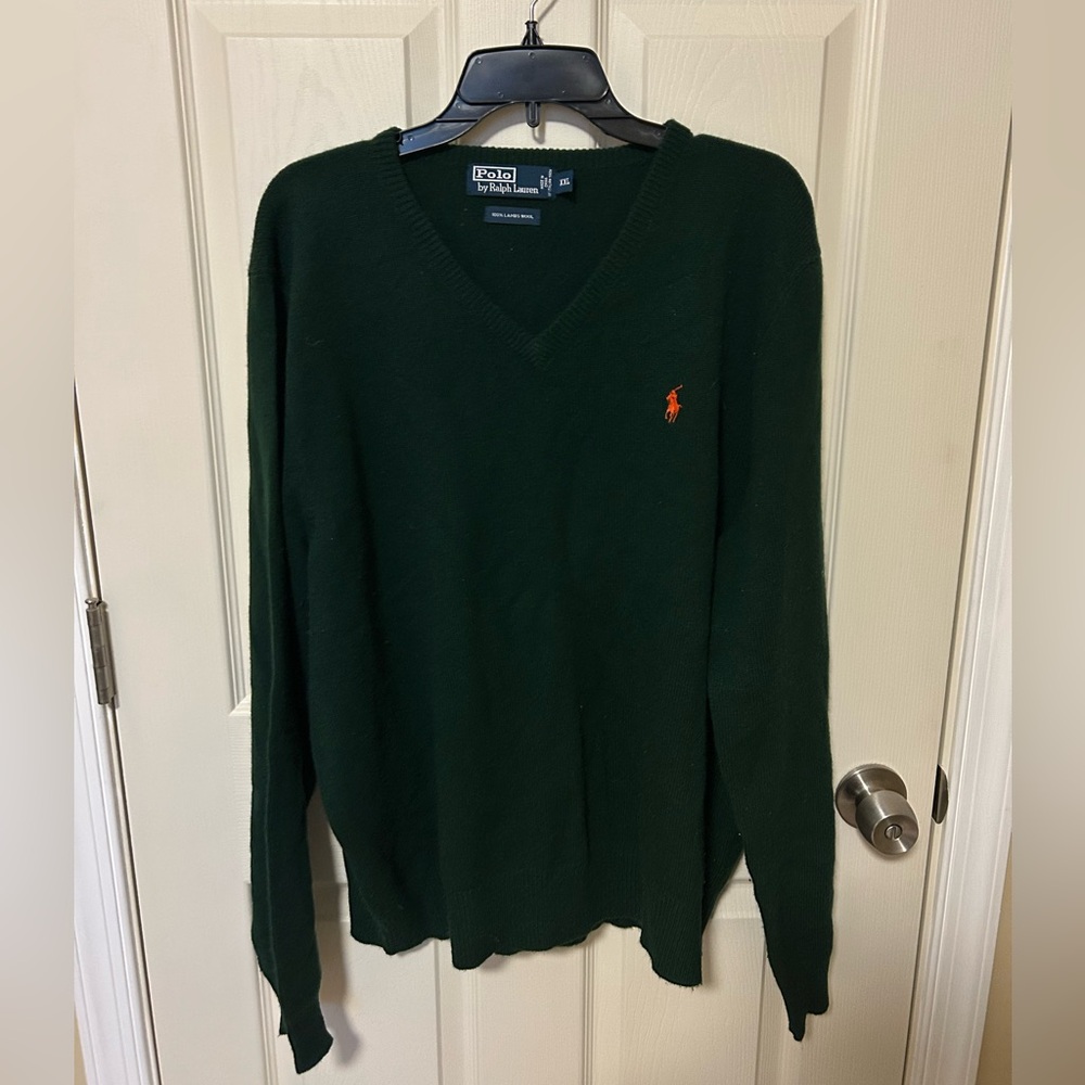 Ralph Lauren Men's Deep Green V-Neck Sweater